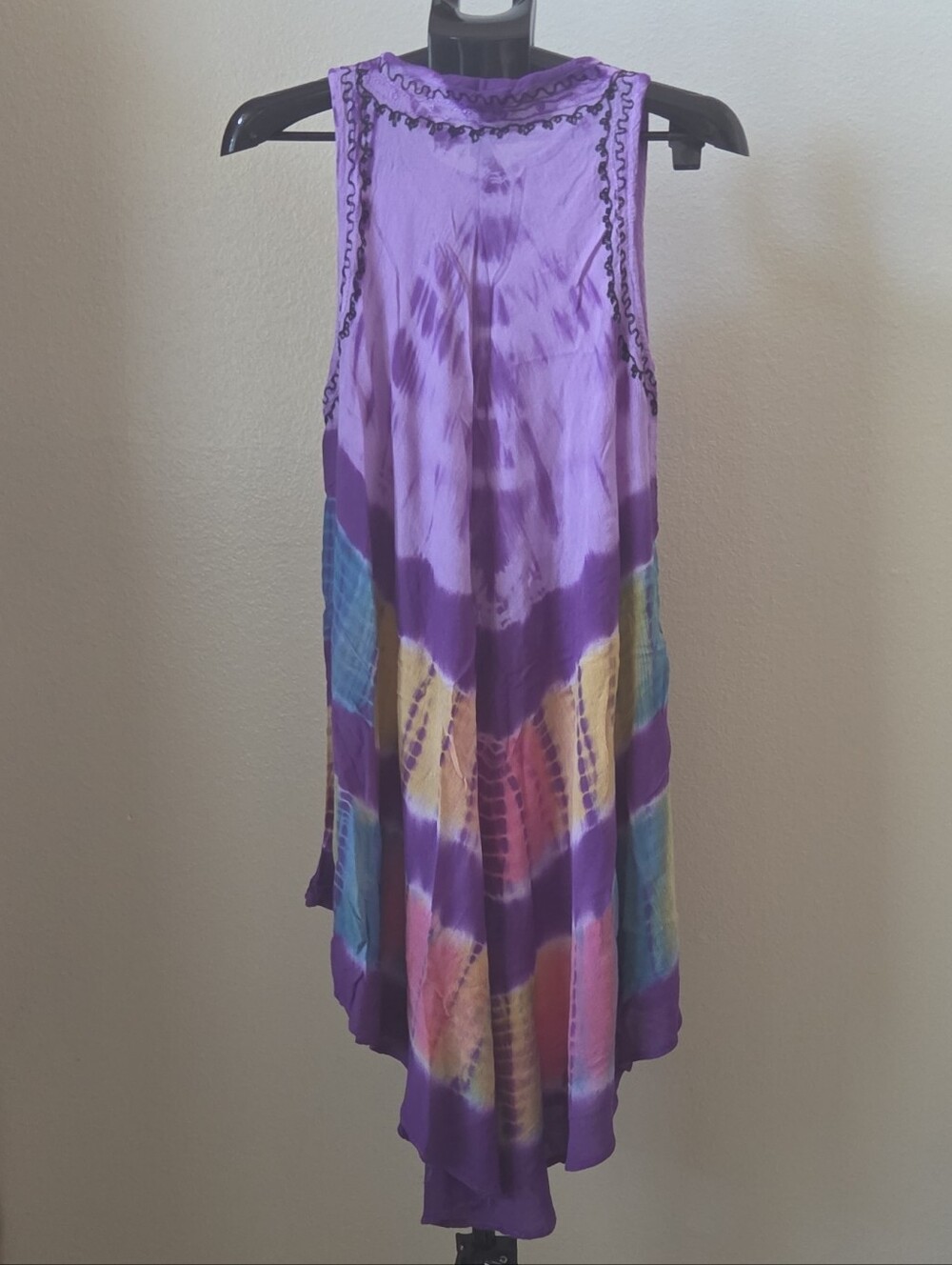 Revue Women's Purple Tie Dye Rayon Sleeveles Boho Festival Hippie - Picture 2 of 7
